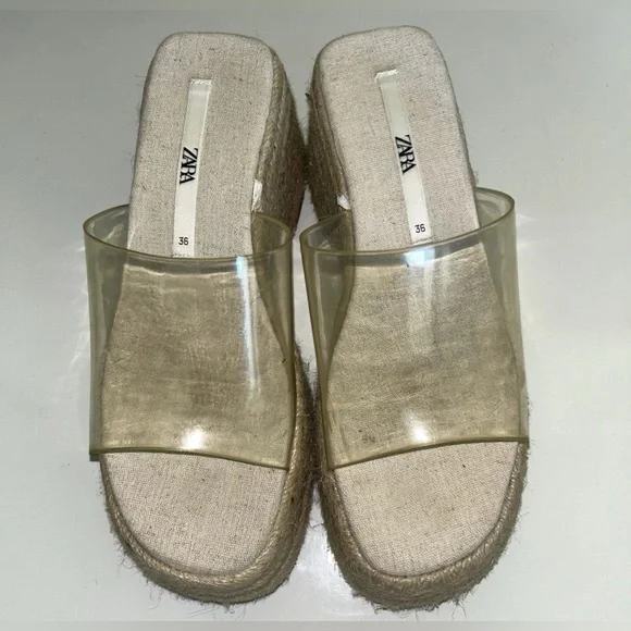 Zara Women's Clear Platform Wedges - Picture 2 of 14